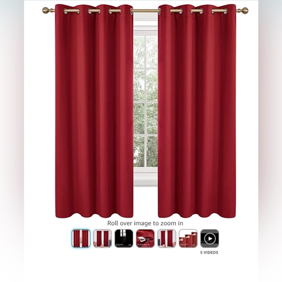 Red or Mellow Yellow Curtains Thermal Drapes Set of 2, 52Wx72L - Picture 3 of 6